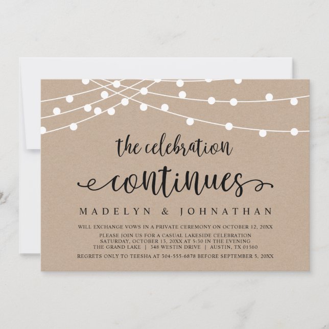 Die Feier geht weiter: Hochzeitsfeier-Party Einladung (Vorderseite)