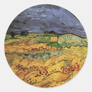 Die Felder von Vincent van Gogh Runder Aufkleber