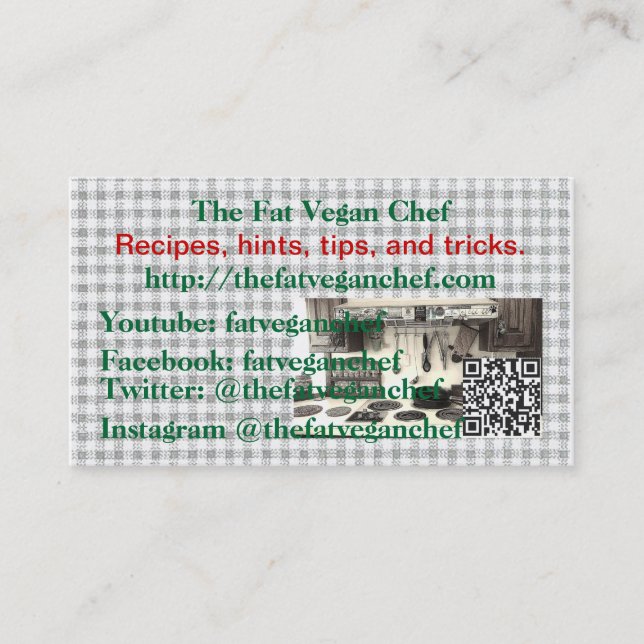 Die fetten veganen Kochskarten Visitenkarte (Vorderseite)