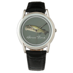 Die Fisch-Zeit-Schwarz-Leder-Gewohnheit der Armbanduhr