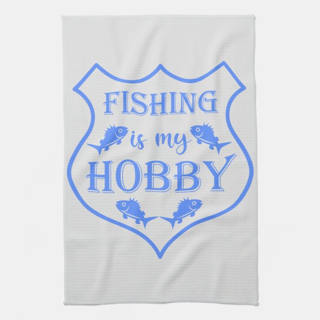 Die Fischerei ist mein Hobby-Schild-Zitat auf Wapp Geschirrtuch (Vertikal)
