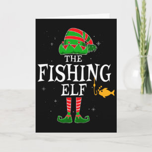 Die Fishing Elf Gruppe Passende Familie Weihnachte Karte