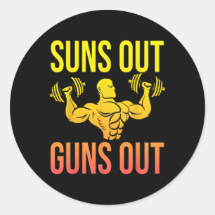 Die Fitness der lustigen Bodybuilding: Die Sonne d Runder Aufkleber