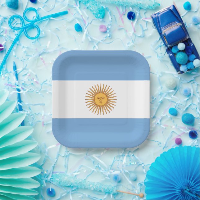 Die Flagge Argentiniens mit Sonne vom Mai Pappteller (Party)