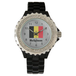 Die Flagge Belgiens, mit dem Etikett versehen Armbanduhr