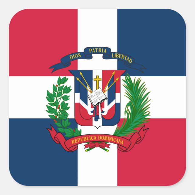 Die Flagge der Dominikanischen Republik Quadratischer Aufkleber (Vorderseite)