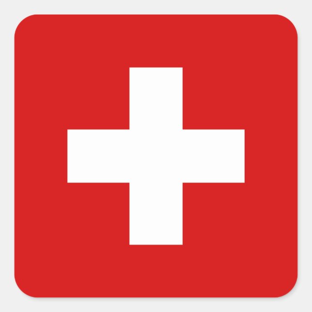 Die Flagge der Schweiz Quadratischer Aufkleber (Vorderseite)