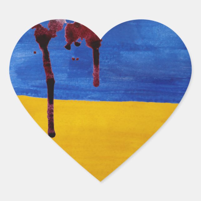 Die Flagge der Ukraine blutende Herzkleber Herz-Aufkleber (Vorderseite)