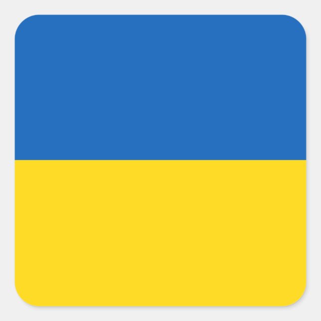 Die Flagge der Ukraine Quadratischer Aufkleber (Vorderseite)