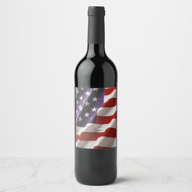 Die Flagge der USA - Alte Herrlichkeit Weinetikett (Vorderseite)