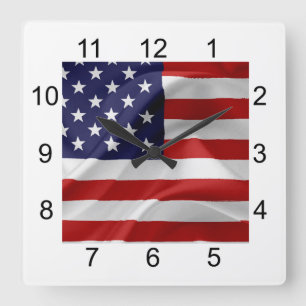 Die Flagge der USA Quadratische Wanduhr