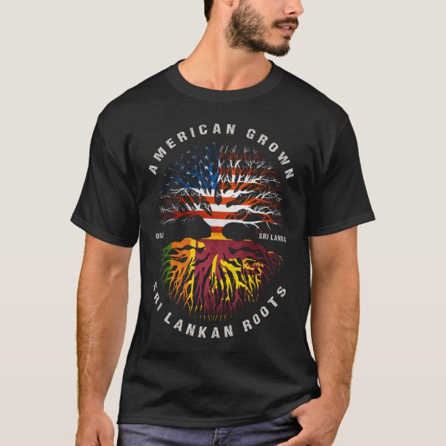 Die Flagge der USA Sri Lankas Roots Sri Lanka T-Shirt (Vorderseite)