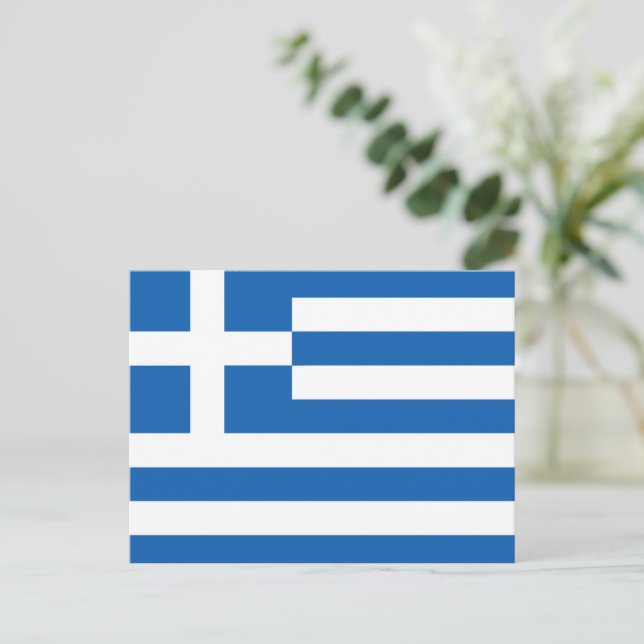 Die Flagge Griechenlands  Postkarte (Stehend Vorderseite)