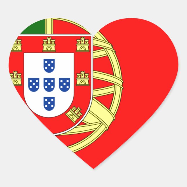 Die Flagge Portugals (Bandeira de Portugal) Herz-Aufkleber (Vorderseite)