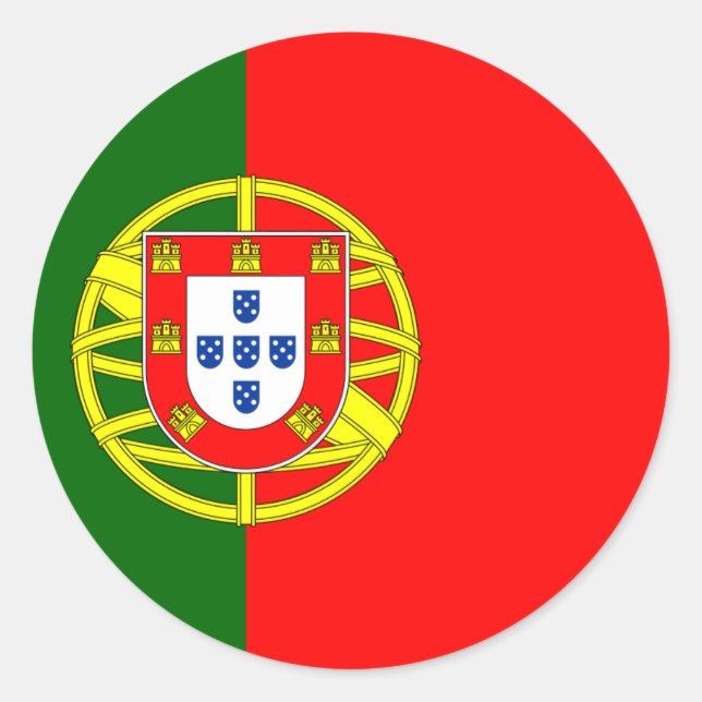 Die Flagge Portugals (Bandeira de Portugal) Runder Aufkleber (Vorderseite)