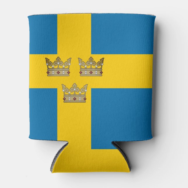 Die Flagge Schwedens mit Drei Kronen Schwedens wur Dosenkühler (Vorderseite)