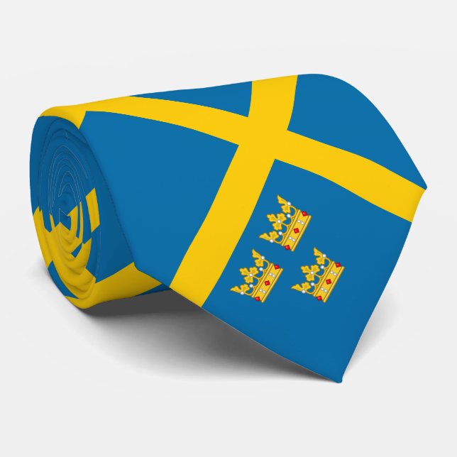 Die Flagge Schwedens mit Drei Kronen Schwedens wur Krawatte (Gerollt)