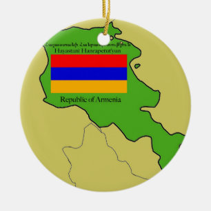 Die Flagge und die Karte von Armenien Keramikornament