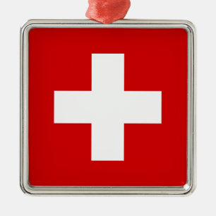 Die Flagge von der Schweiz Silbernes Ornament