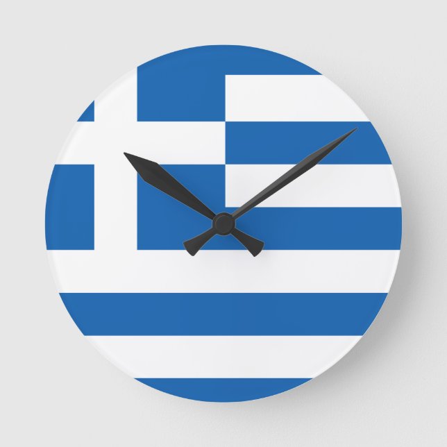 Die Flagge von Griechenland Runde Wanduhr (Vorderseite)