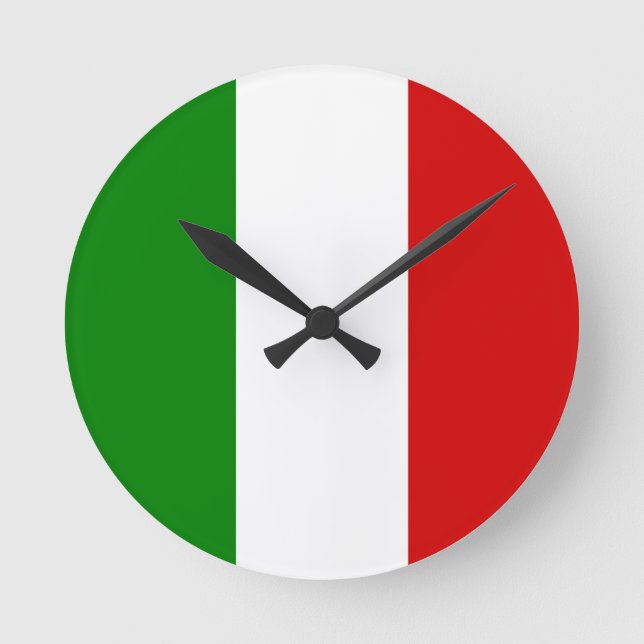 Die Flagge von Italien Runde Wanduhr (Vorderseite)