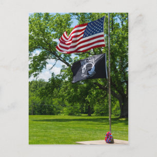 Die Flaggen Amerikas und des POS Postkarte