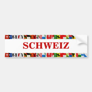 Die Flaggen der Bezirke von der Schweiz, deutsch Autoaufkleber