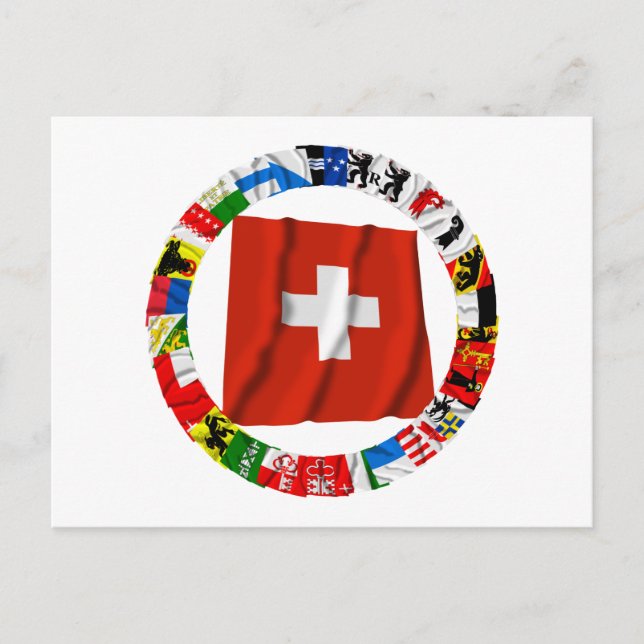 Die Flaggen der Kantone der Schweiz Postkarte (Vorderseite)