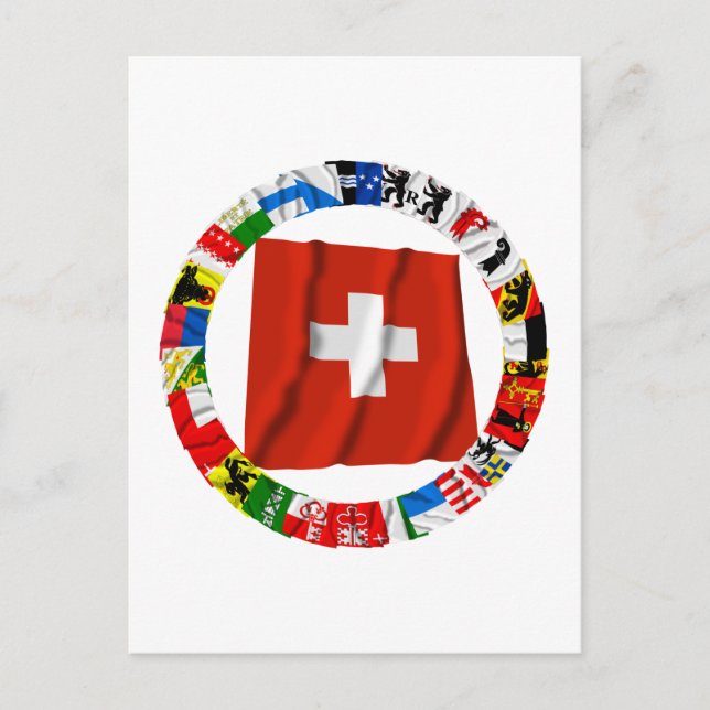 Die Flaggen der Kantone der Schweiz Postkarte (Vorderseite)