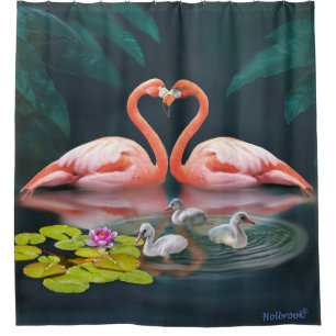 DIE FLAMINGO-FAMILIE DUSCHVORHANG