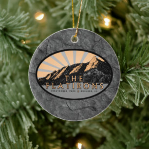 Die Flatironen, der Chautauqua Park, der Boulder C Keramik Ornament