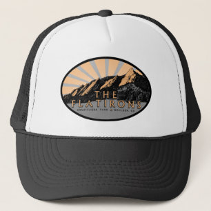 Die Flatironen, der Chautauqua Park, der Boulder C Truckerkappe