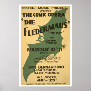 Die Fledermaus Strauß 1938 WPA Poster