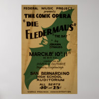 Die Fledermaus Strauss Vintag 1938 WPA-Poster