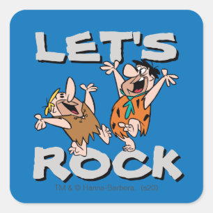 Die Flintstones Fred & Barney - Let's Rock Quadratischer Aufkleber