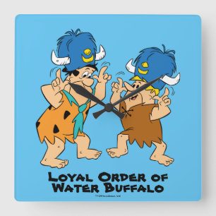 Die Flintstones   Fred u. Krach-Wasser-Büffel Quadratische Wanduhr