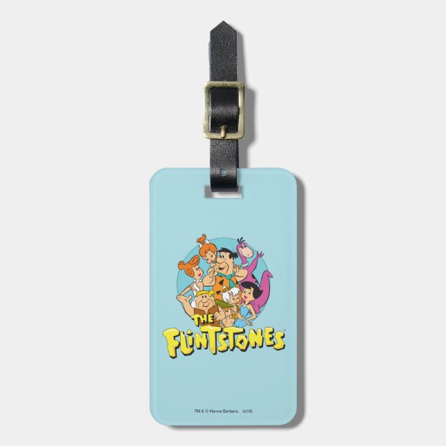 Die Flintstones und Rubbelfamilie Grafik Gepäckanhänger (Vorderseite vertikal)