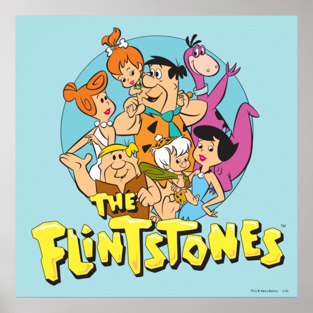 Die Flintstones und Rubbelfamilie Grafik Poster (Vorne)