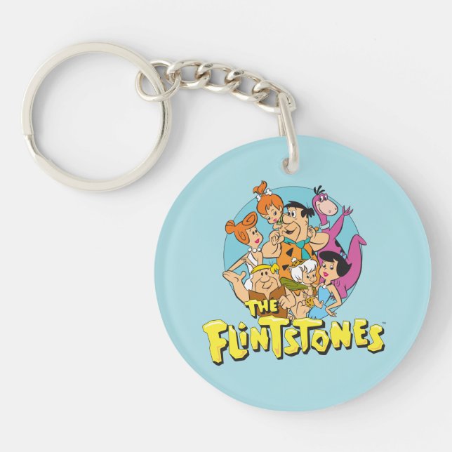 Die Flintstones und Rubbelfamilie Grafik Schlüsselanhänger (Vorderseite)
