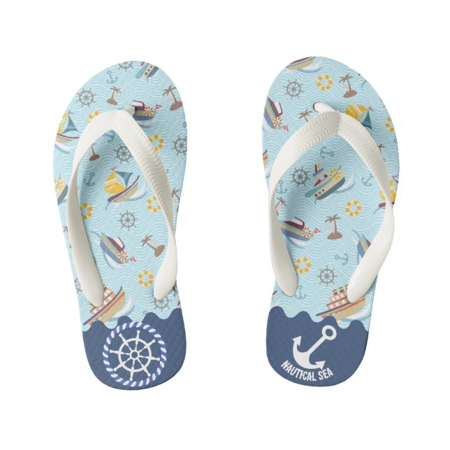 Die Flip Flops des Nautic Sea Blue Kids (Fußbett)