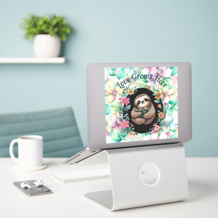 Die florale Sloth-Liebe wächst hier Aufkleber