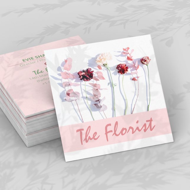 Die Florist Beruflich Square Business Card Quadratische Visitenkarte (Von Creator hochgeladen)