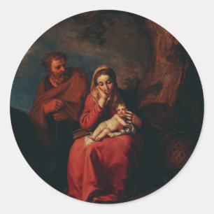 Die Flucht nach Ägypten von Abraham Bloemaert  Runder Aufkleber