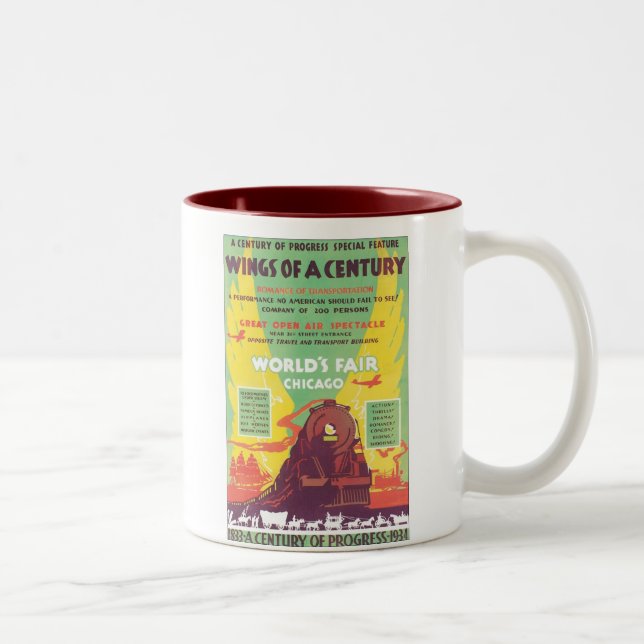 Die Flügel der Chicagoer Messe Zweifarbige Tasse (Rechts)