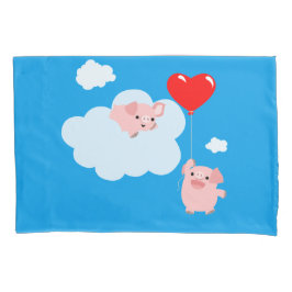 Die Flügel der Liebe (Niedliche Cartoon-Schweine) Kissenbezug