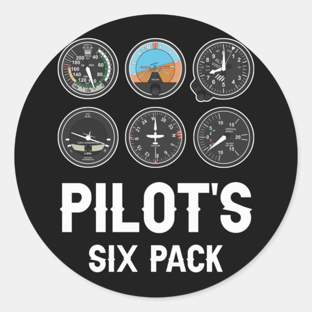 Die Fluginstrumente des Piloten mit Sixpack Runder Aufkleber (Vorderseite)