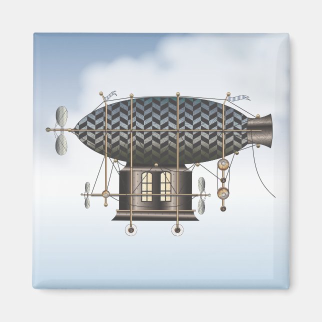 Die Flugmaschine Petite Noir Steampunk Magnet (Vorne)