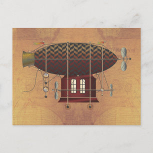 Die Flugmaschine Petite Rouge Steampunk Postkarte