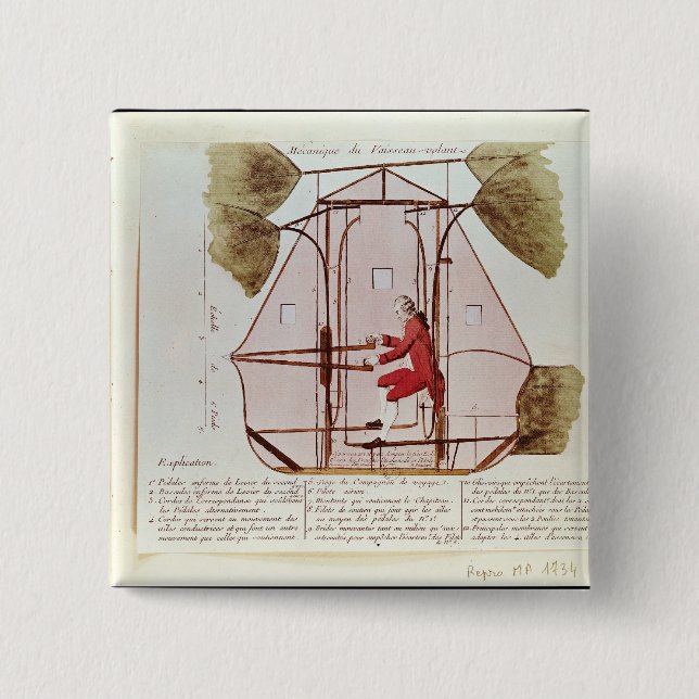 Die Flugmaschine von Jean Pierre Blanchard Button (Vorderseite)