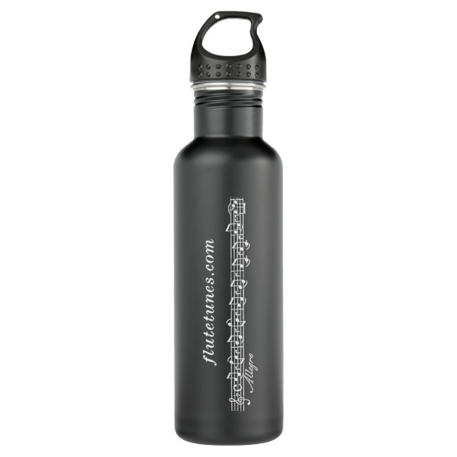 Die flutetunes.com-Logo-Wasser-Flasche (dunkel) Edelstahlflasche (Vorderseite)